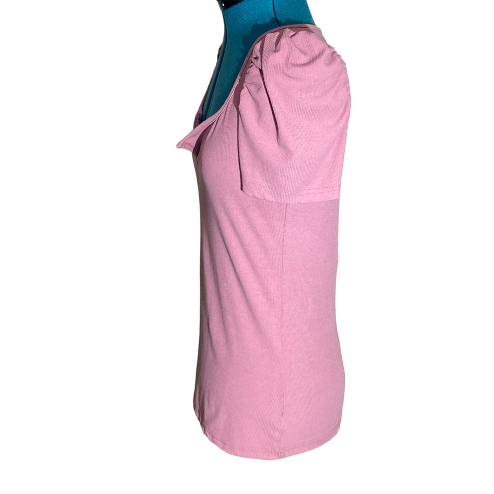 Puff-Sleeve Ribbed Tee - Picture 5 of 6